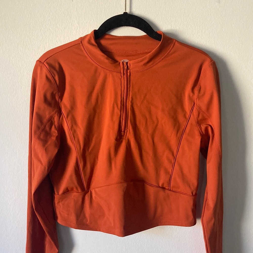 Burnt orange athletic long sleeve quarter zip